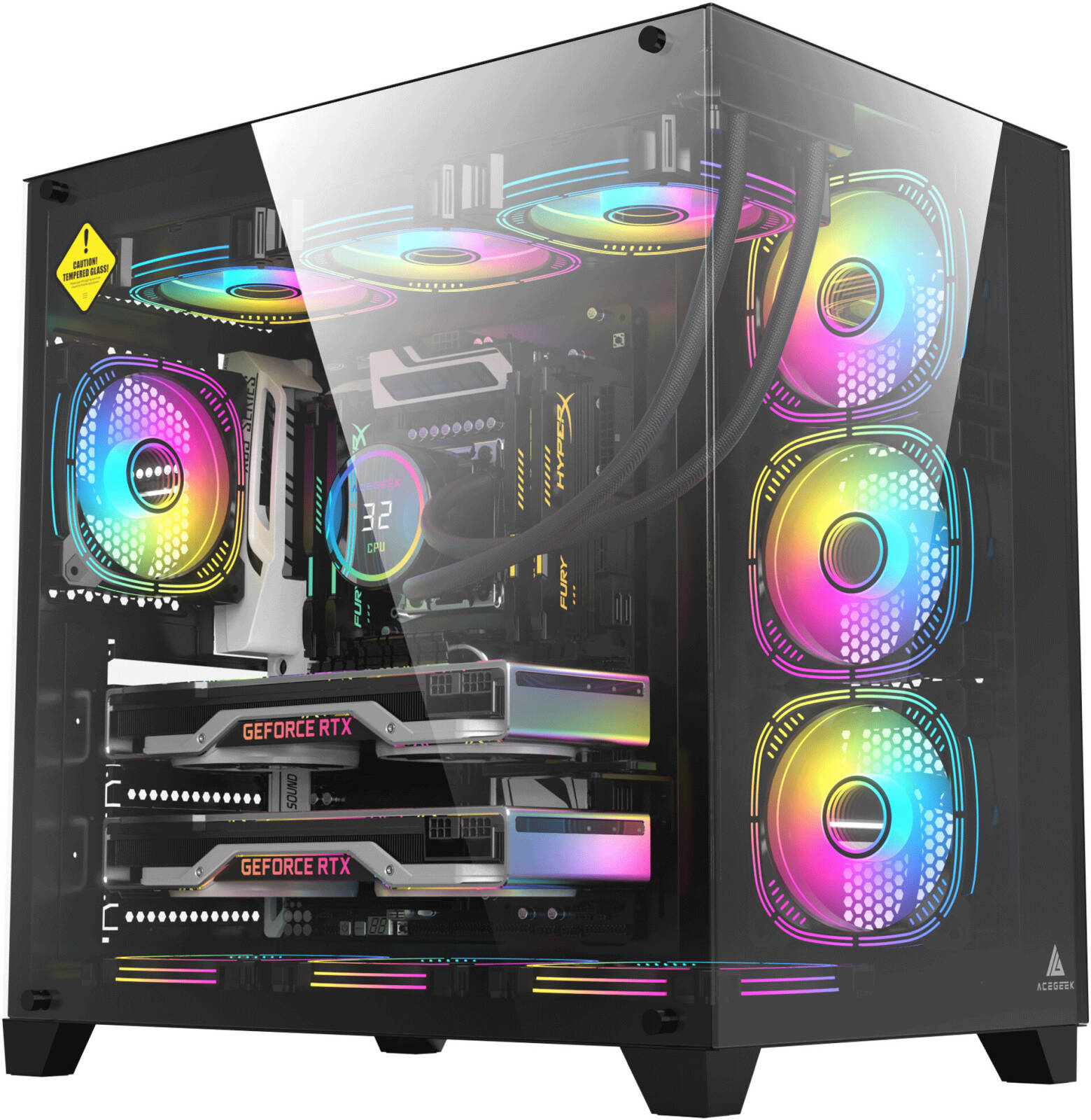 DARKFLASH DS900 Air ATX Mid-Tower Gaming Case – Black
