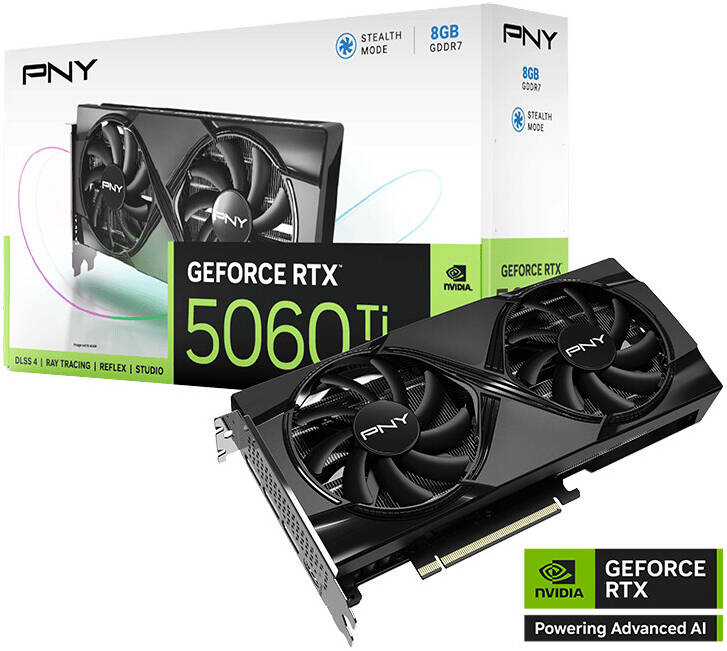 PNY GeForce RTX™ 5060 Ti 8GB DDR5 Dual Fan Graphics Card