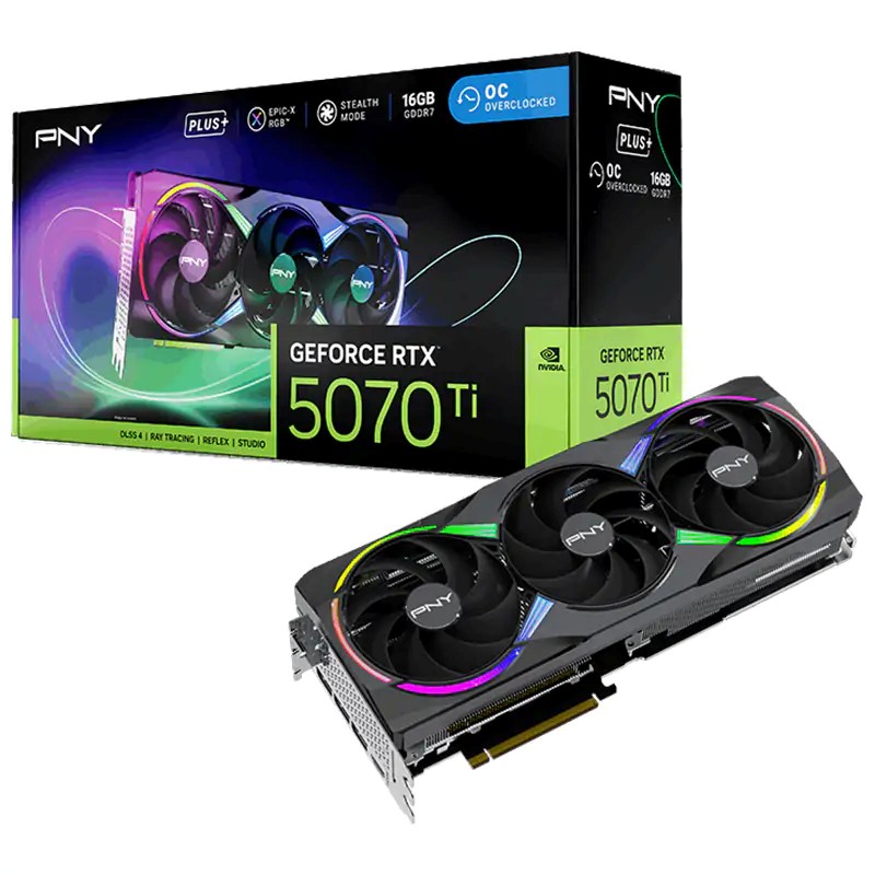 PNY GeForce RTX™ 5070 Ti 16GB ARGB Overclocked Triple-Fan Graphics Card